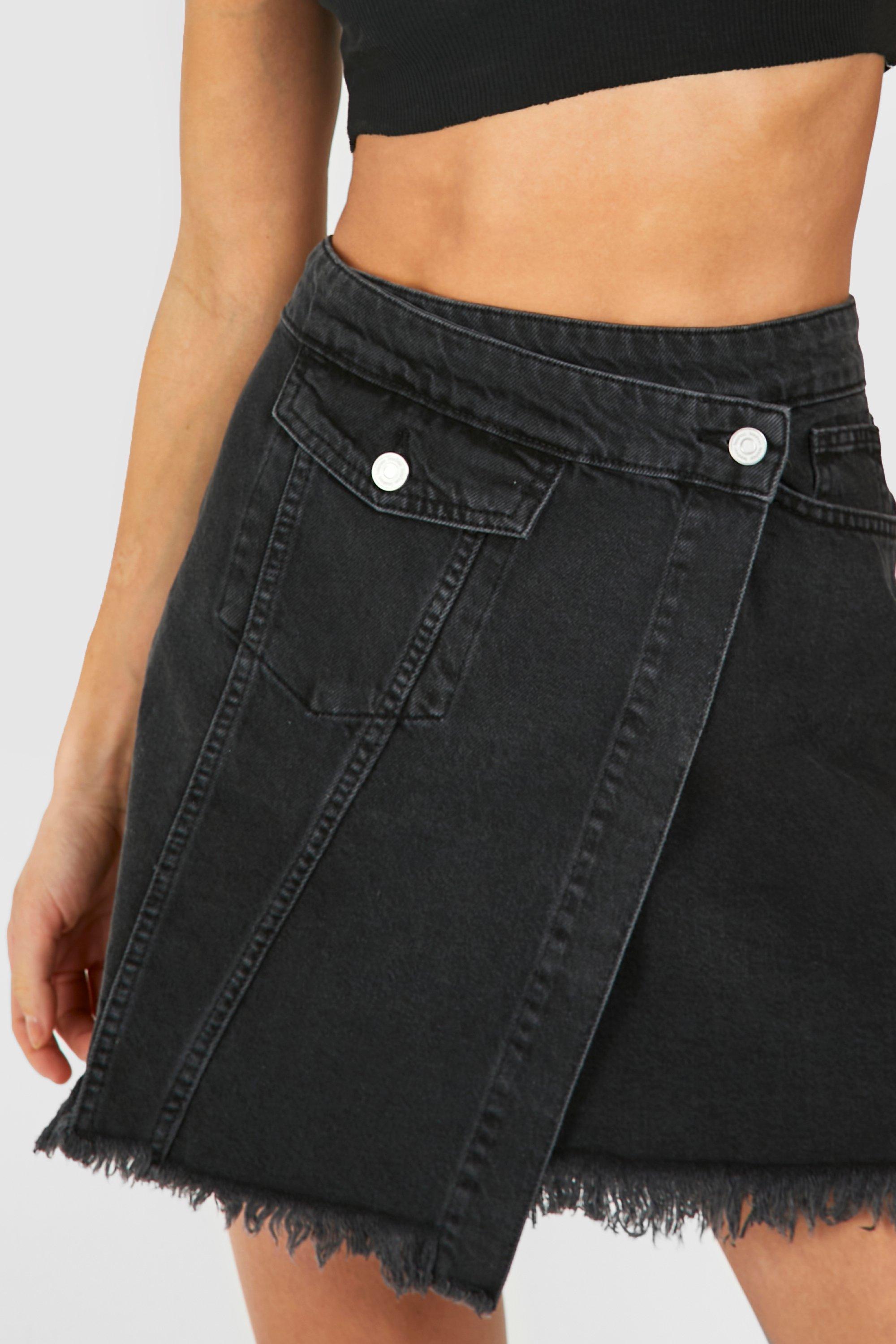 Black ripped denim skirt boohoo best sale